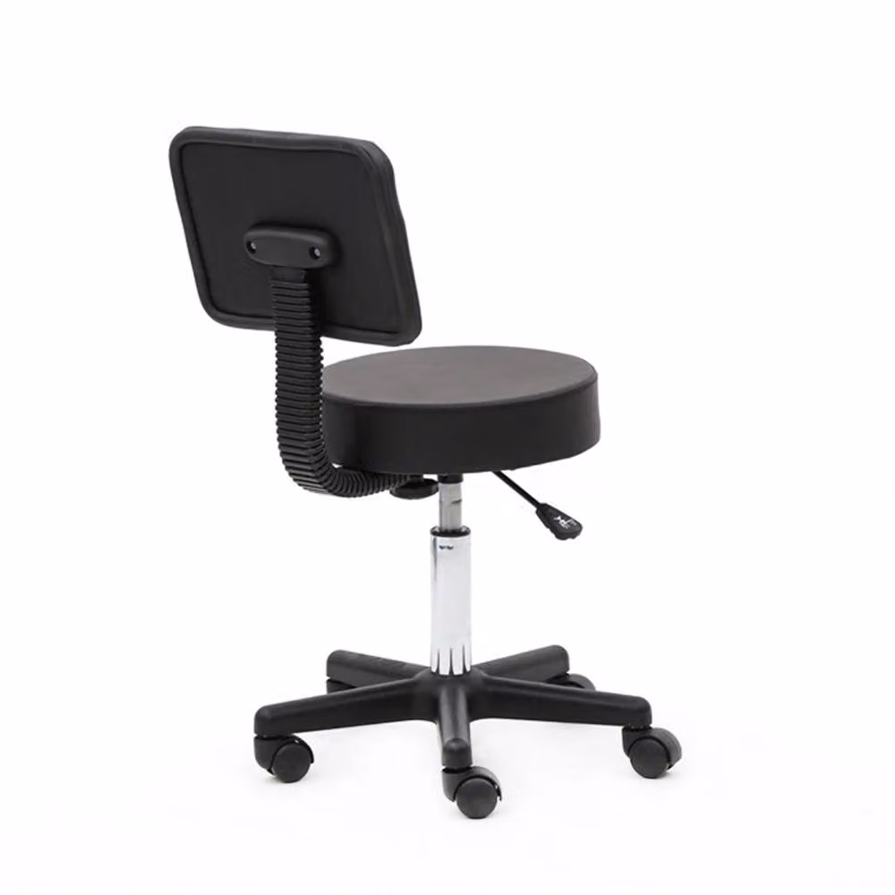Nordara PU 360° Salon Stool with Adjustable Backrest and Castors, Black – 4