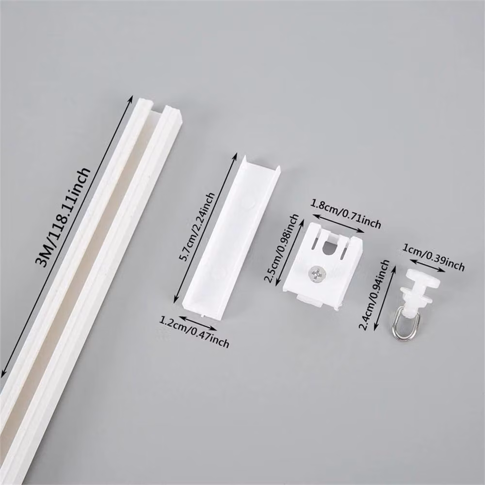 Nordara White Plastic Straight Curtain Track Rail Sliding Kit W: 40 cm, D: 40 cm, H: 6 cm – 2