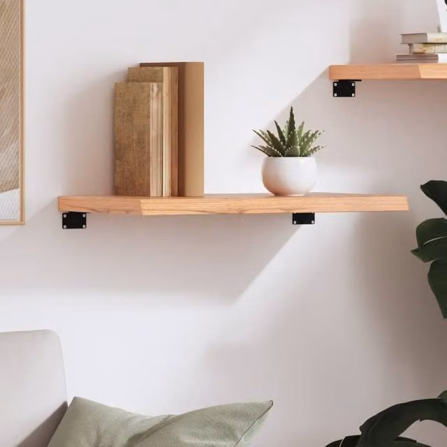 Berkfield Home Rustic Oak Wall Shelf, Light Brown, W: 60 cm, D: 40 cm, H: 4 cm – 1