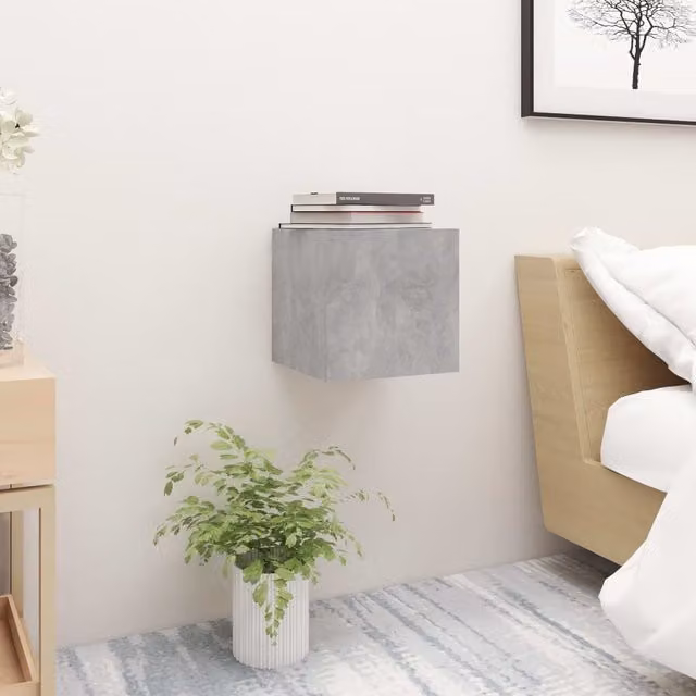 Berkfield Home Wall Mounted Bedside Cabinet in Grey MDF, W/D/H: 30.5 x 30 x 30 cm – 1