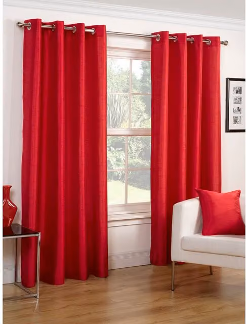 NewEdgeBlinds Red and Purple Plain Opaque Eyelet Curtains, W: 228 cm, H: 183 cm