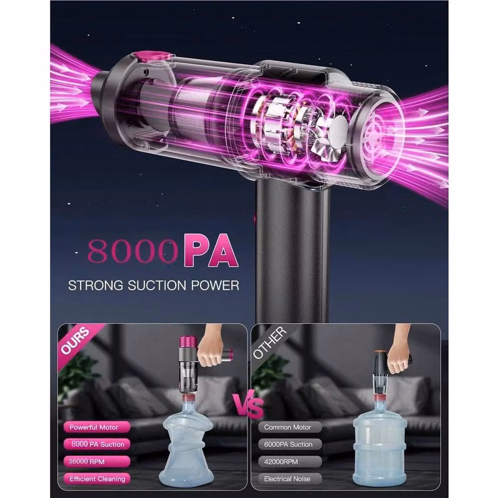 NESTLUNE Cordless Handheld Rechargeable Car Vacuum with Blow Function for Pet Hair in Grey – 7