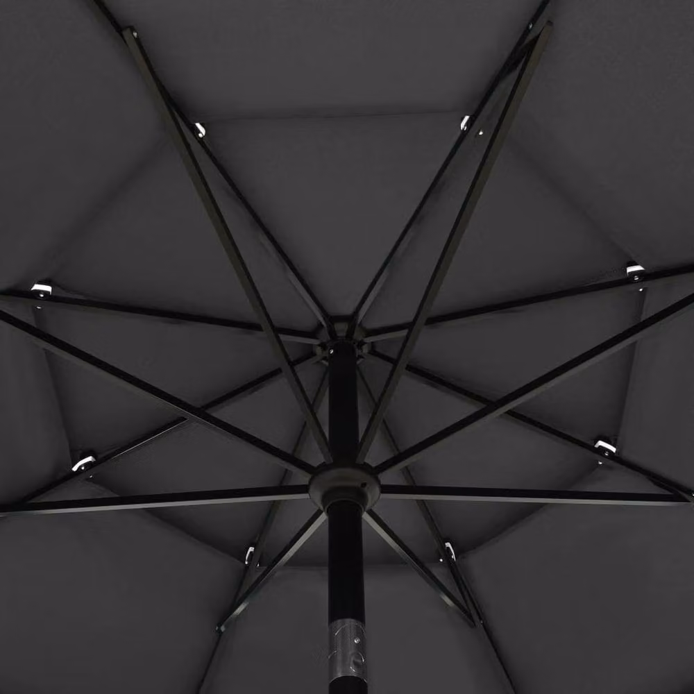 Berkfield Home 3-Tier Parasol with Aluminium Pole, Anthracite Dark Grey, Diameter: 350 cm, Height: 260 cm – 3