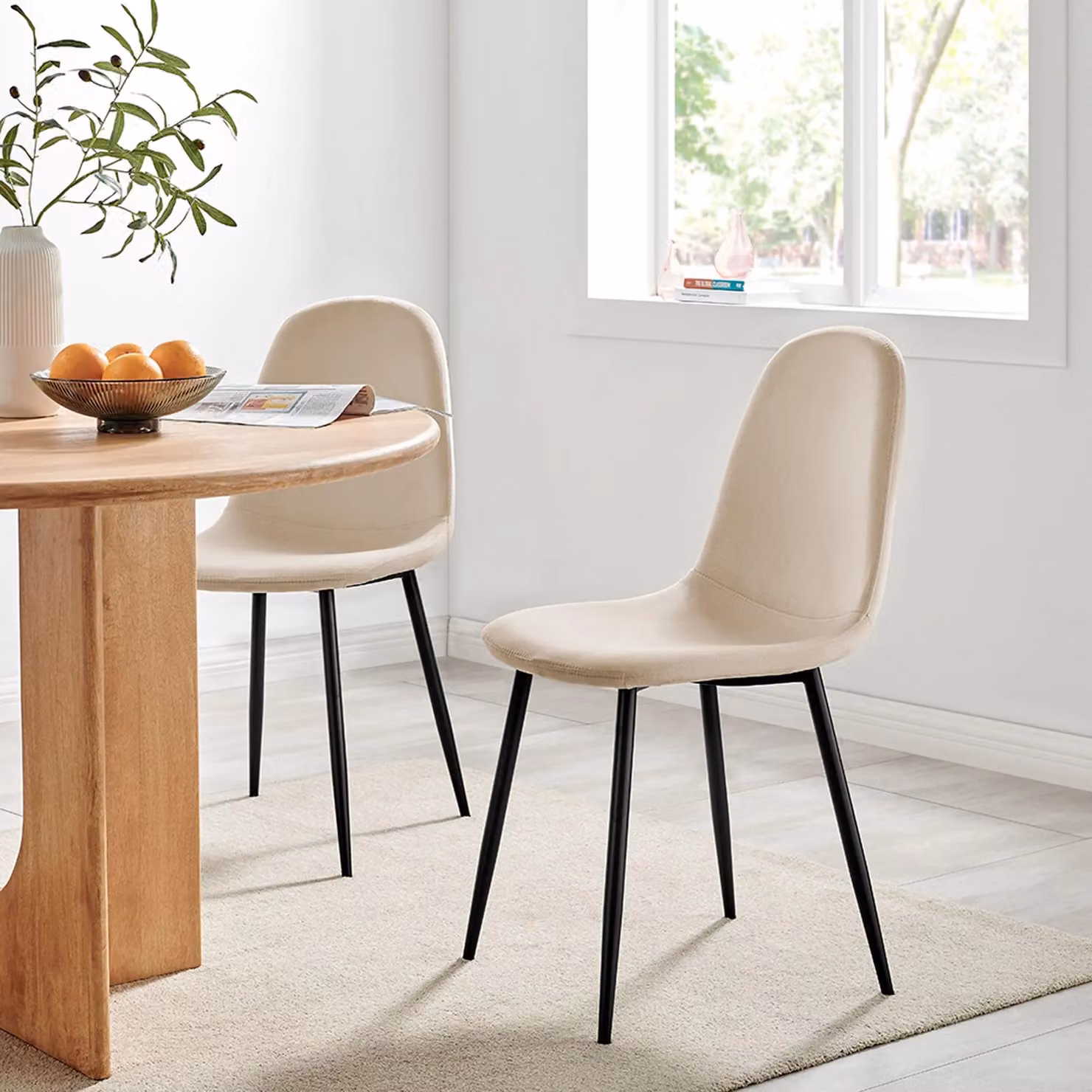 Bravich LTD Ron Velvet Dining Chairs in Beige, Pack of 4, H 86 x W 54 x D 47 cm – 2