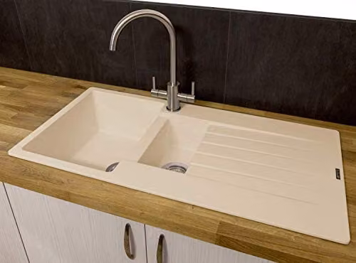 Reginox Harlem15 1.5 Bowl Reversible Kitchen Sink in Silver Caffe Granite Composite – 1