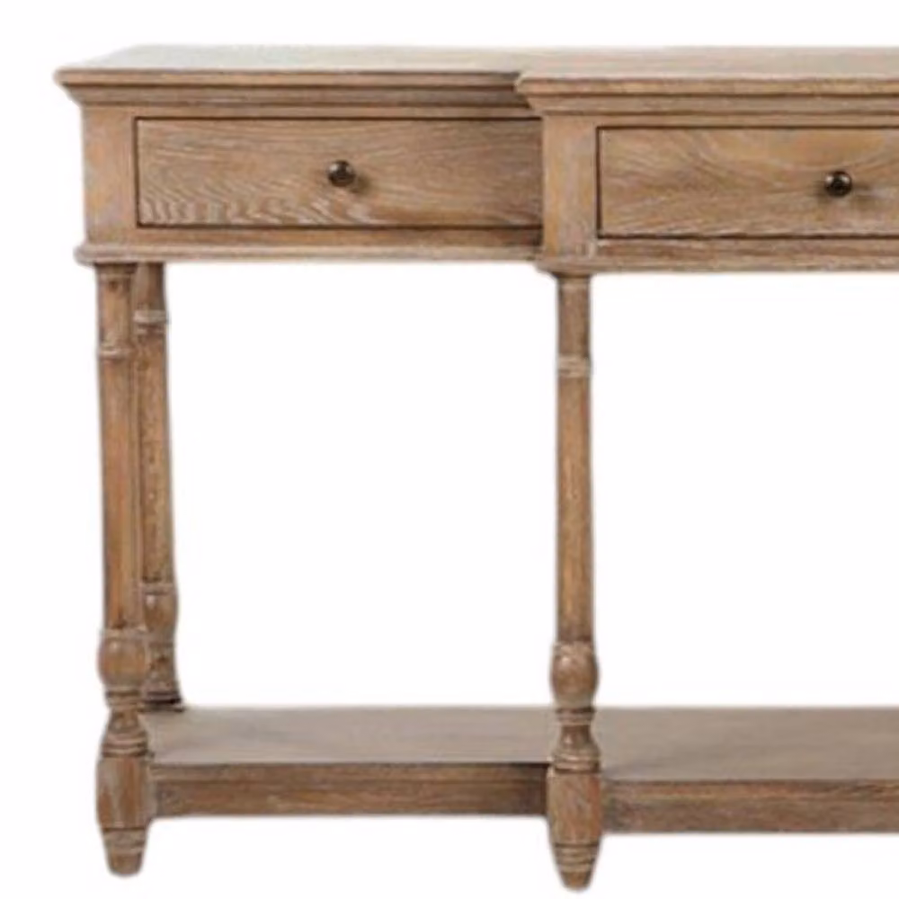 Minster Wooden 3 Drawer Console Table in Brown, W/D/H: 45 x 45 x 160 cm – 2