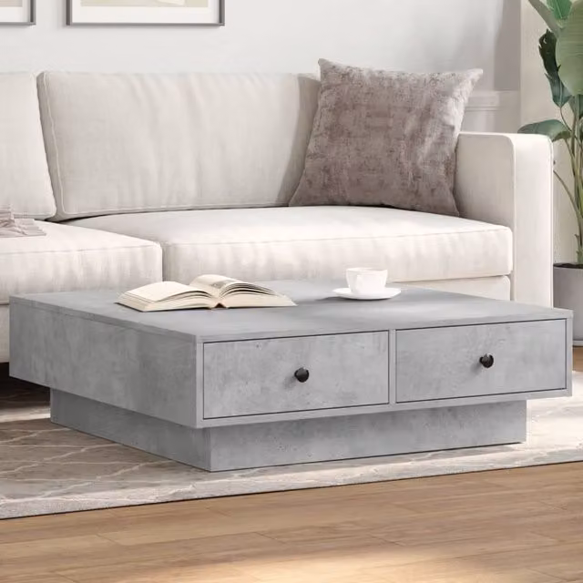 Berkfield Home Square Coffee Table in Concrete Grey, W/D/H: 90 x 90 x 28 cm – 1