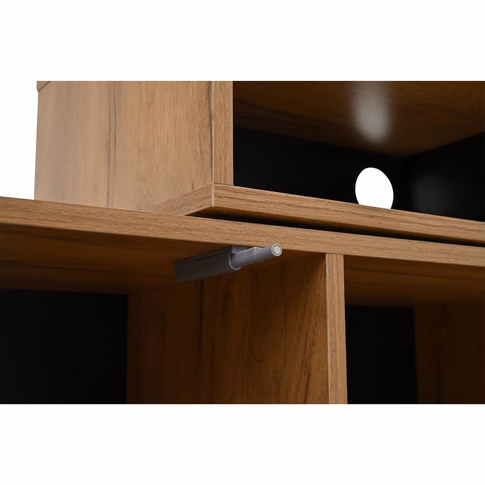 ModernLuxe 2 Piece Modern TV Wall Unit with Lowboard and Wall Cabinet in Black and Brown Wood Finish – 4