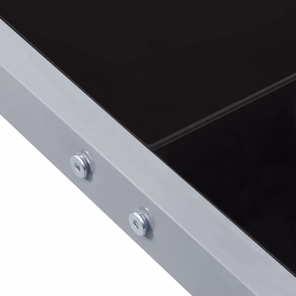 Berkfield Home Square Garden Table in Grey Powder Coated Steel and Glass, W/D/H: 130 x 130 x 72 cm – 3