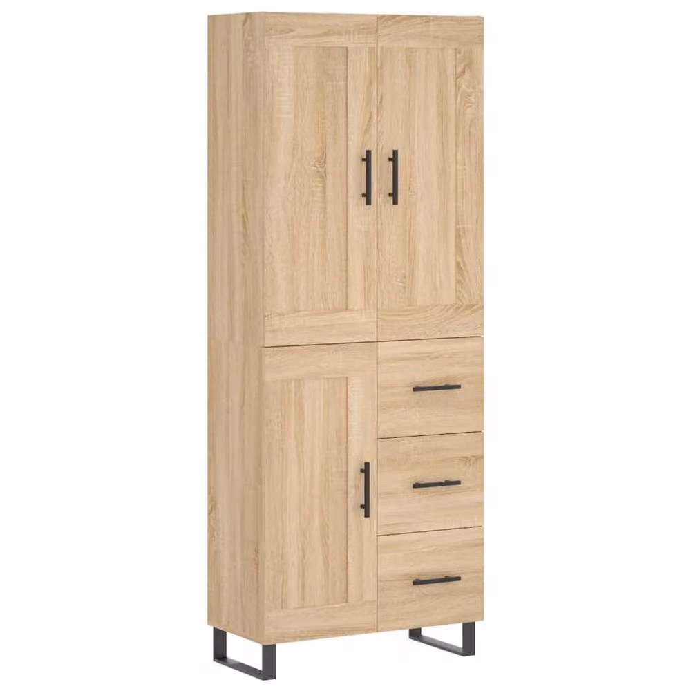 Berkfield Home Sonoma Oak Highboard in Brown, W/D/H: 69.5 x 34 x 180 cm – 2