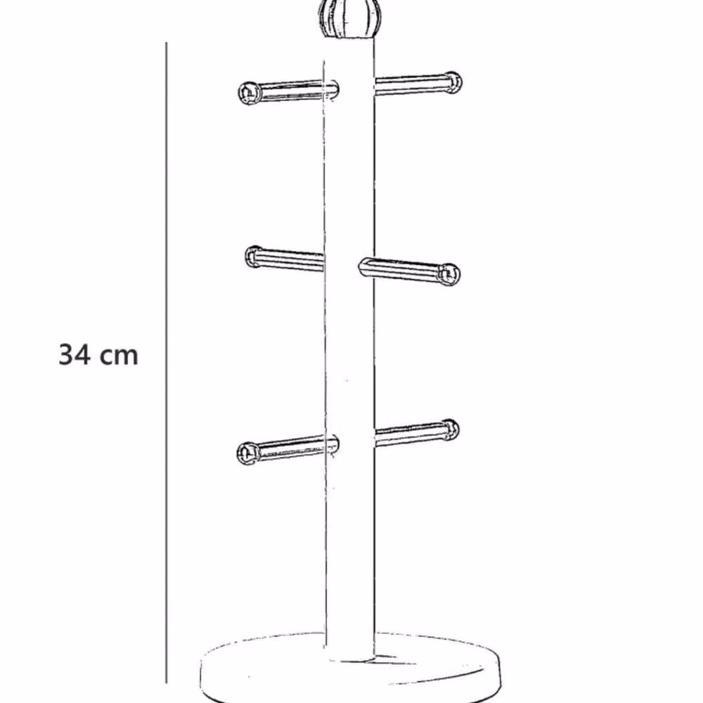Kelvenix White Coated Stainless Steel 6 Cup Mug Tree Kitchen Storage Rack