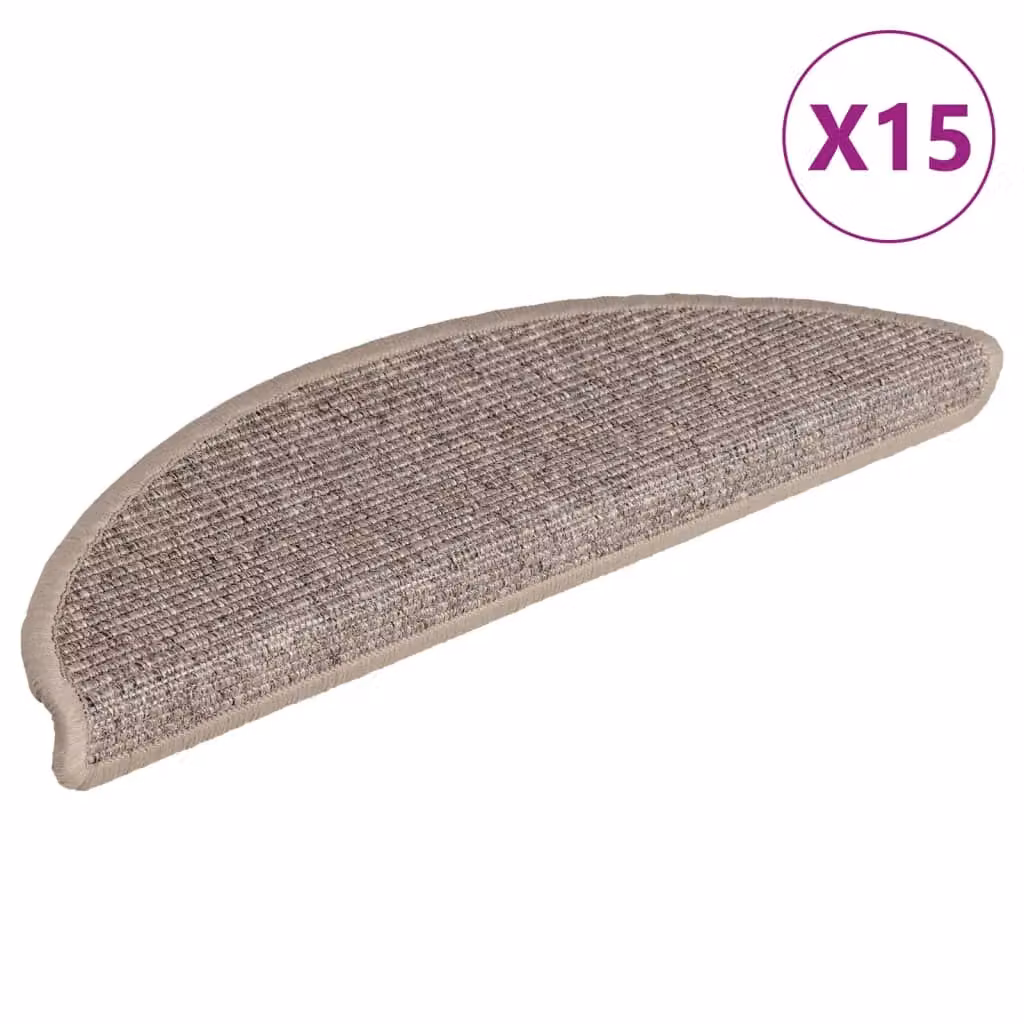 Berkfield Home Self-adhesive Stair Mats, 15 Pieces, Dark Beige, W: 56 cm, D: 17 cm, H: 3 cm – 2