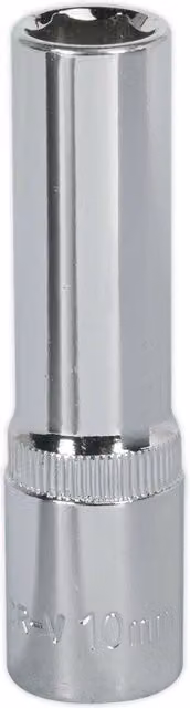 Loops 10mm Deep Drive Socket 3/8 inch Square Drive Forged Chrome Vanadium in Silver – 1