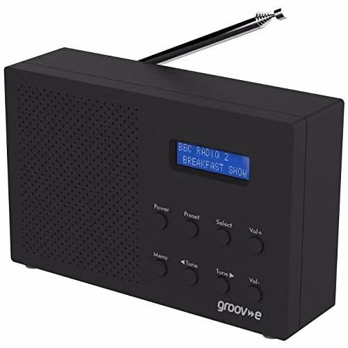 Groov-e Paris DAB+ and FM Digital Radio with Bluetooth and 3.5 mm Jack, Black