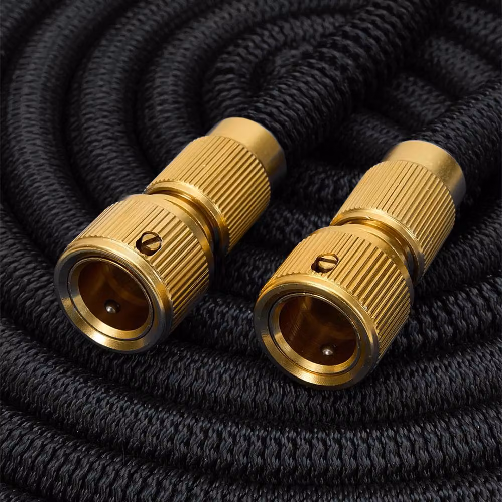 Living and Home Expandable Garden Hose with Solid Brass Fittings in Black – 7