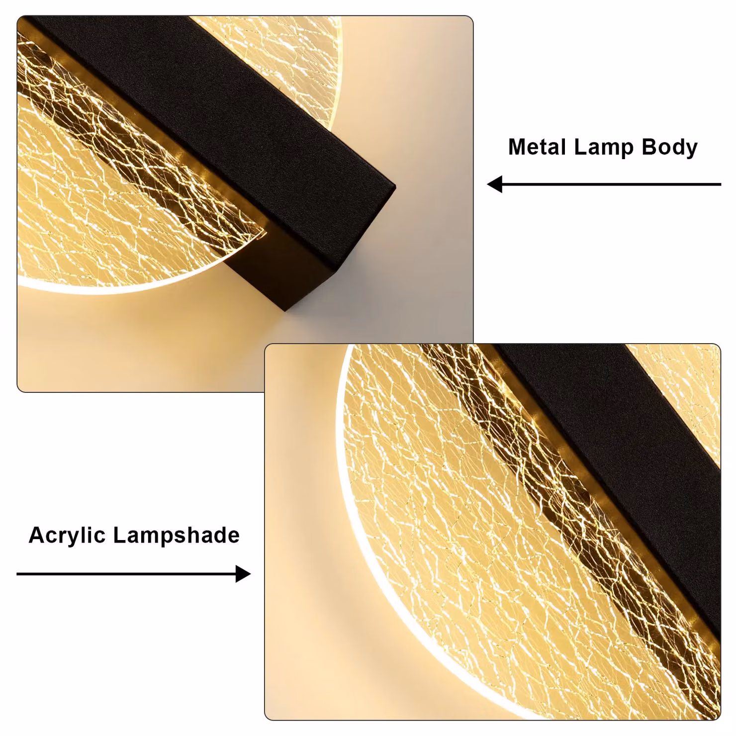 Pheashine Modern Acrylic and Metal LED Wall Lamp, Warm White, Black, Diameter: 25 cm – 3
