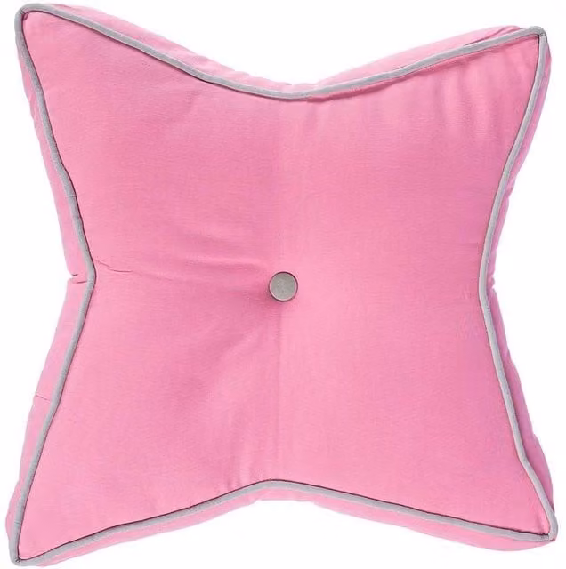Homescapes Star Floor Cushion in Pink and Grey, 48 cm, OEKO-TEX Certified Cotton Seat Pad – 1