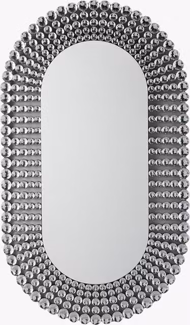 Perch & Parrow Andrew Oval Geometric Silver Wall Mirror
