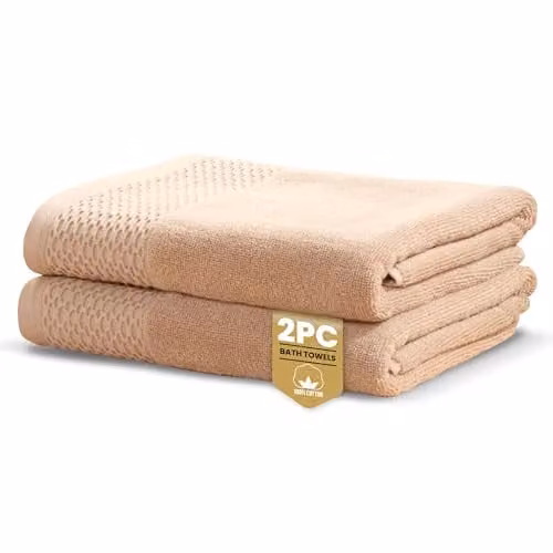Rapport Home Eden Weave 2-Pack Cotton Bath Towels in Beige and Brown, W/D/H: 70 x 120 cm, 500gsm