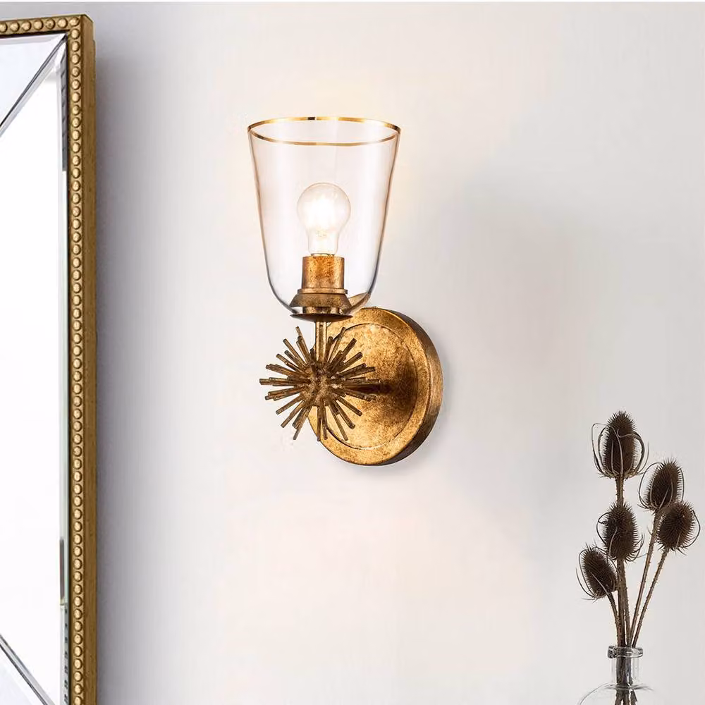 Netlighting Staring Contemporary Wall Lamp with Gold Metal and Transparent Glass Shade, E27 – 2