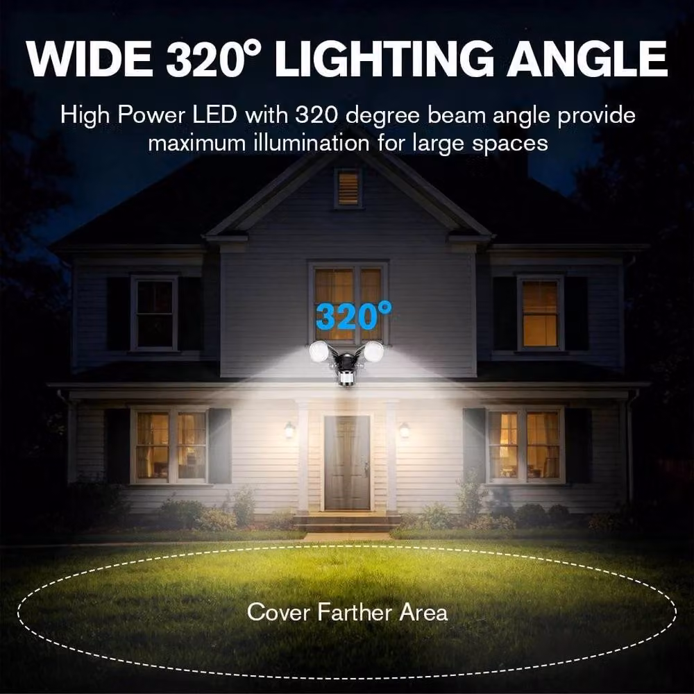 PAWNORA 2-Head LED Outdoor Security Flood Light with Motion Sensor in Black – 5