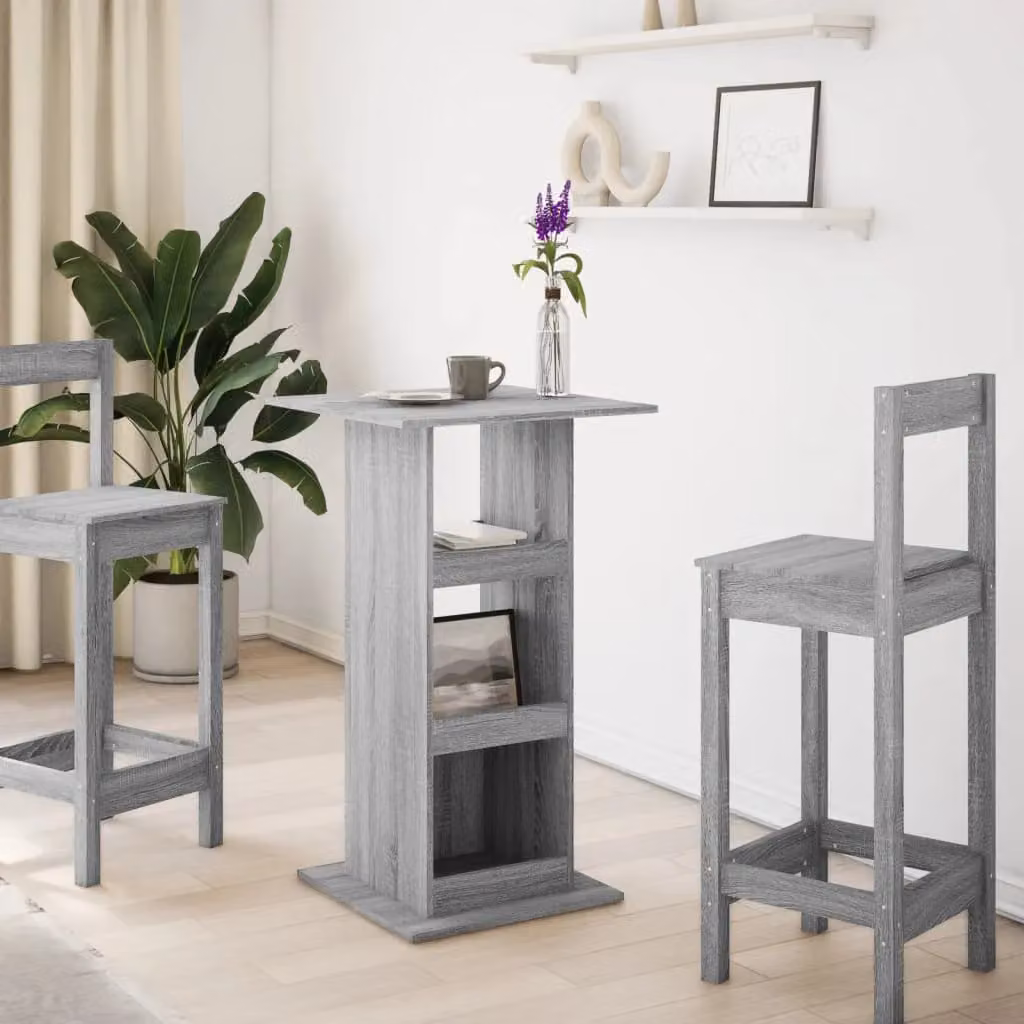 Berkfield Home Bar Table with Storage in Grey Sonoma, W/D/H: 60 x 60 x 102 cm – 2
