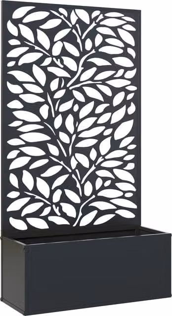 Outsunny Metal Outdoor Planter with Back Trellis in Black – 1
