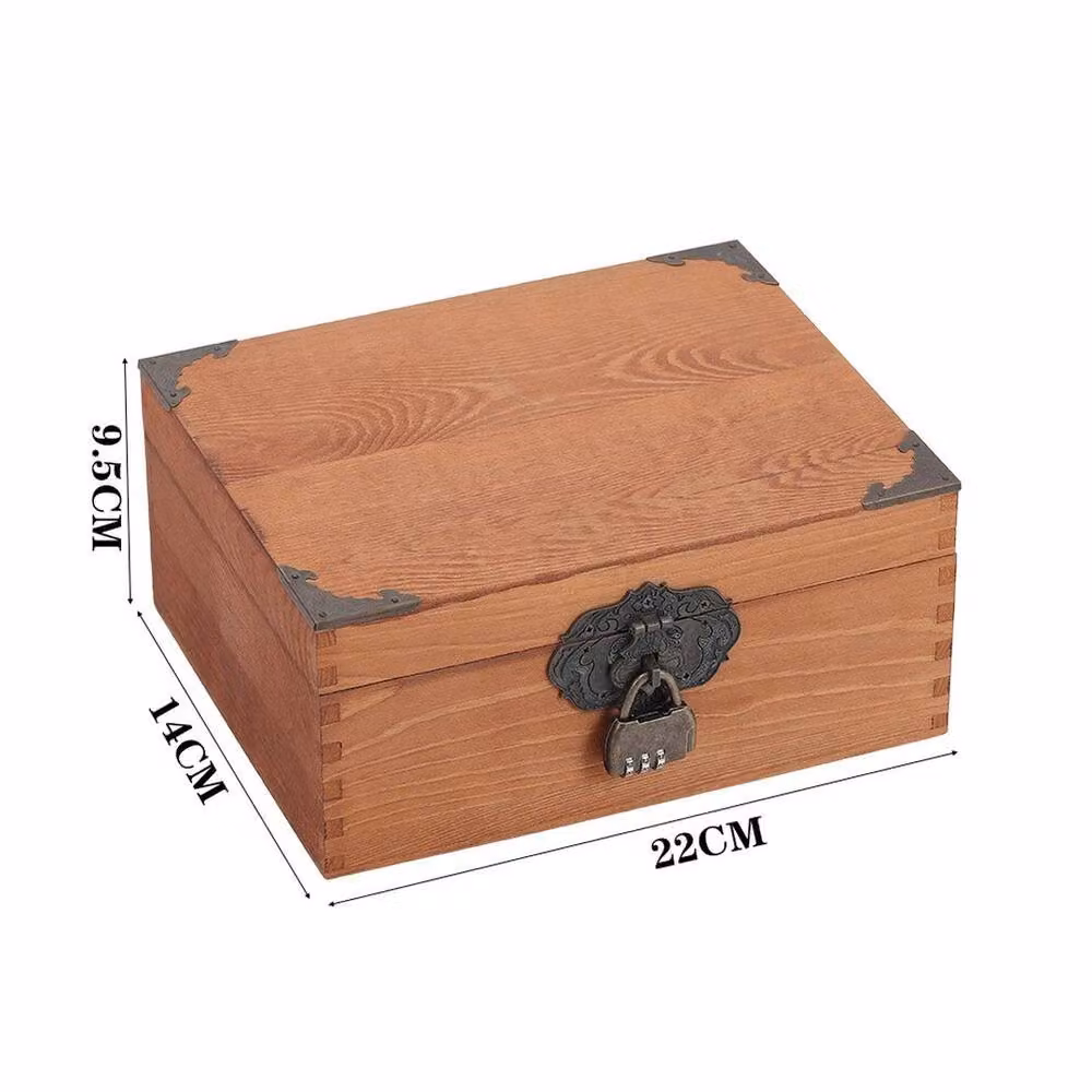 EONLION Medium Vintage Solid Wood Storage Box in Brown, W: 50 cm – 2