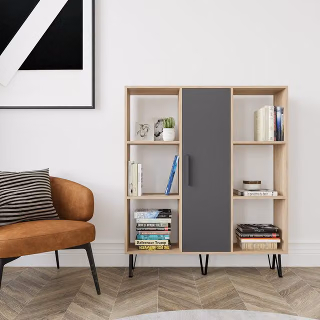 Decorotika Peoria Modern Grey MDF Bookcase