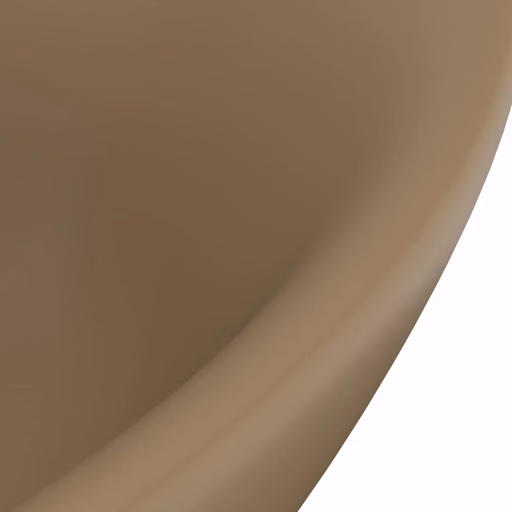 Berkfield Home Oval Ceramic Countertop Basin with Overflow in Matt Beige, W: 58.5 cm, D: 39 cm – 3