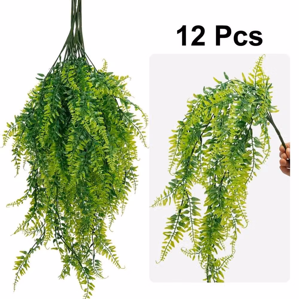 Havendro 12 Pack of Green Artificial Hanging Ferns for Indoor and Outdoor Use – 2