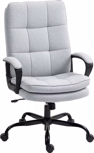 HOMCOM Modern Upholstered Task Chair in Grey with Armrests and Castors