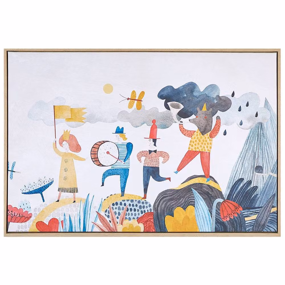 Wyld and Coco Kids Multicolour Abstract Canvas Print with MDF Wood Frame, W: 63 cm, H: 93 cm – 2