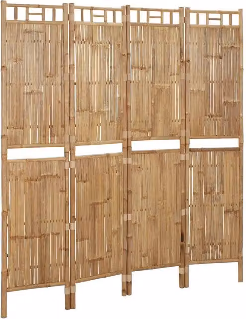 Berkfield Home 4-Panel Bamboo Room Divider in Brown, W/H: 160 x 180 cm – 1