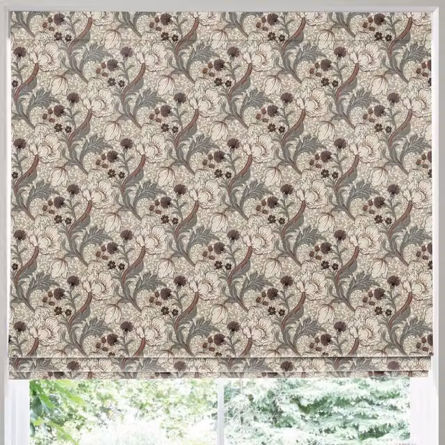 Dovecote Made to Measure Blackout Roman Blind in Claret Floral Design