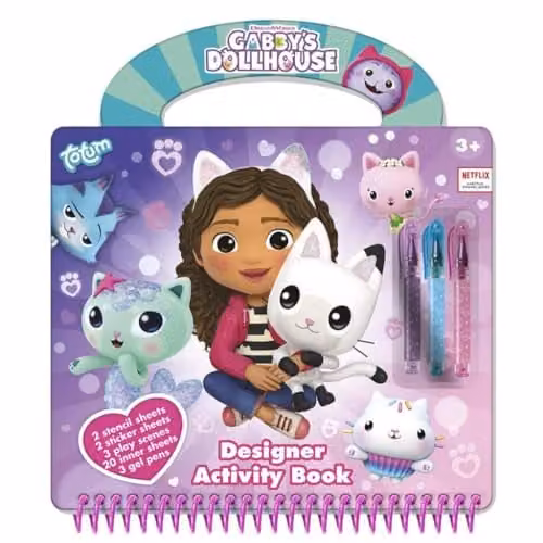 TM ESSENTIALS Totum Gabby's Designer Book Painting Set for Children in Multicolour with Drawing Book, Pens, Stickers and Stencils