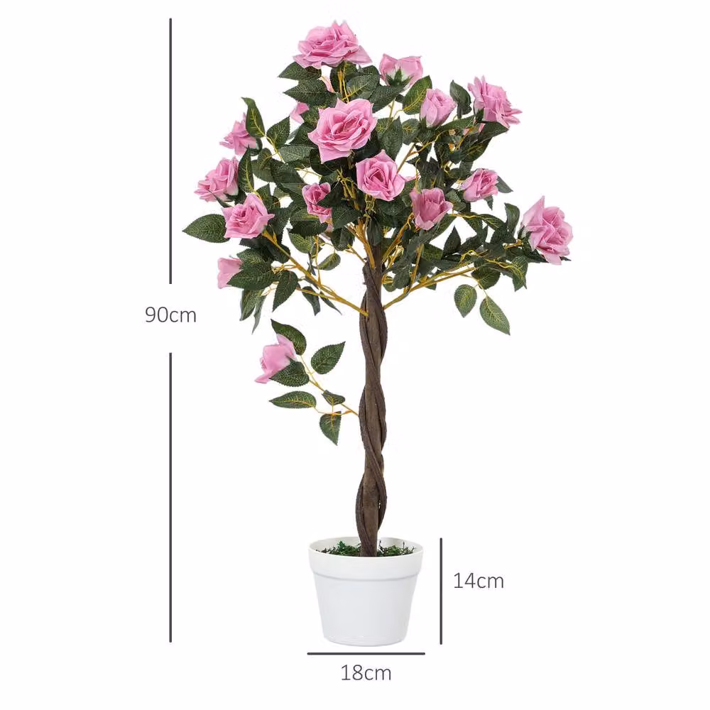 STILVORA Artificial Pink Rose Tree in Pot, Height: 90 cm – 3