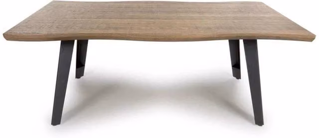 KORVIXA Brown Live Edge Coffee Table with Black Metal Frame, W/D/H: 100 x 100 x 3.2 cm – 1