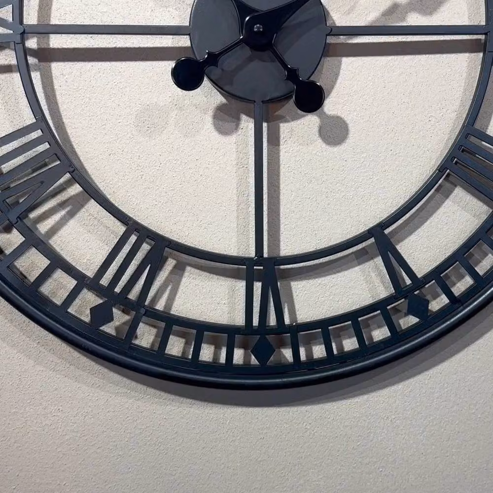 PAWNORA Black Metal Skeleton Round Wall Clock, Diameter: 55 cm – 2