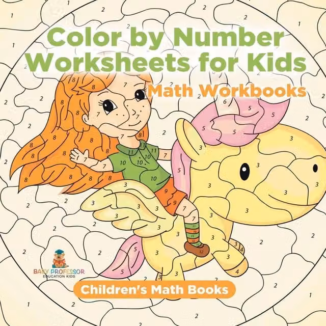 Baby Professor Colour by Number Worksheets for Kids, Multicolour