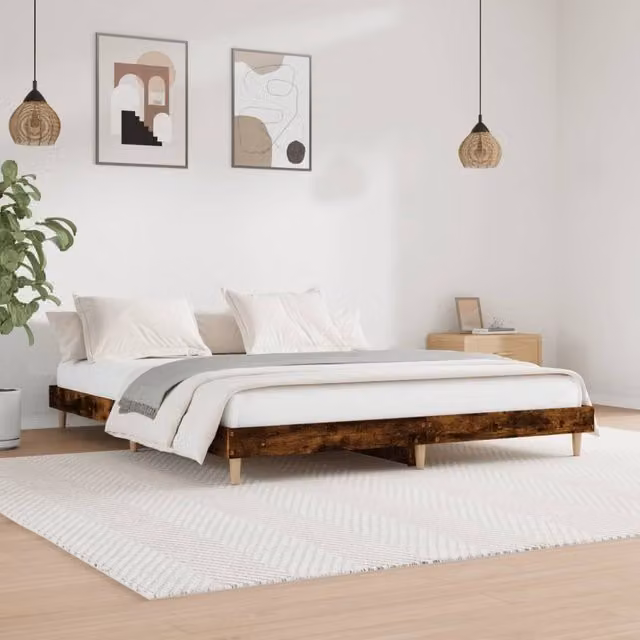 Berkfield Home Small Double Bed Frame in Smoked Oak Brown, W/D/H: 120 x 200 cm – 1