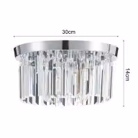 Living and Home Luxury Crystal Column Flush Mount Ceiling Light with Chrome Frame in Silver – 3