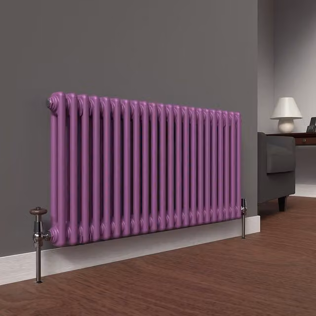 Lux Heat Horizontal 2 Column Steel Radiator in Pretty Plum Purple, W: 101.0 cm, H: 50.0 cm