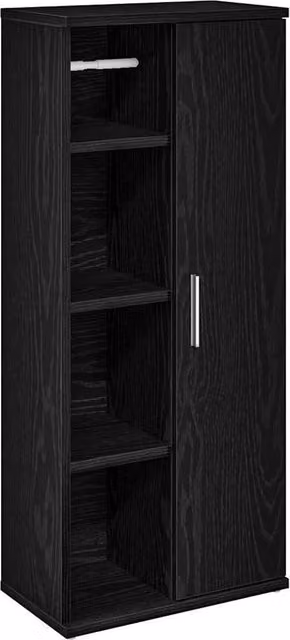 Berkfield Home Black Wall Mounted Bathroom Cabinet with Roll Holder and Open Shelf, W/D/H: 39 x 22 x 90 cm