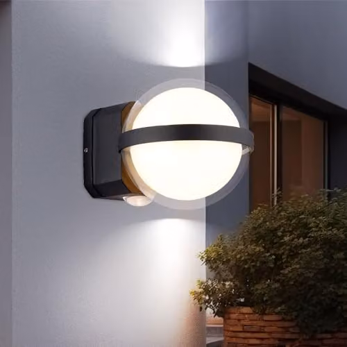 Netlighting Illi Globo Outdoor LED Wall Lamp Anthracite with Warm White Light and Transparent Sphere, IP54 – 3