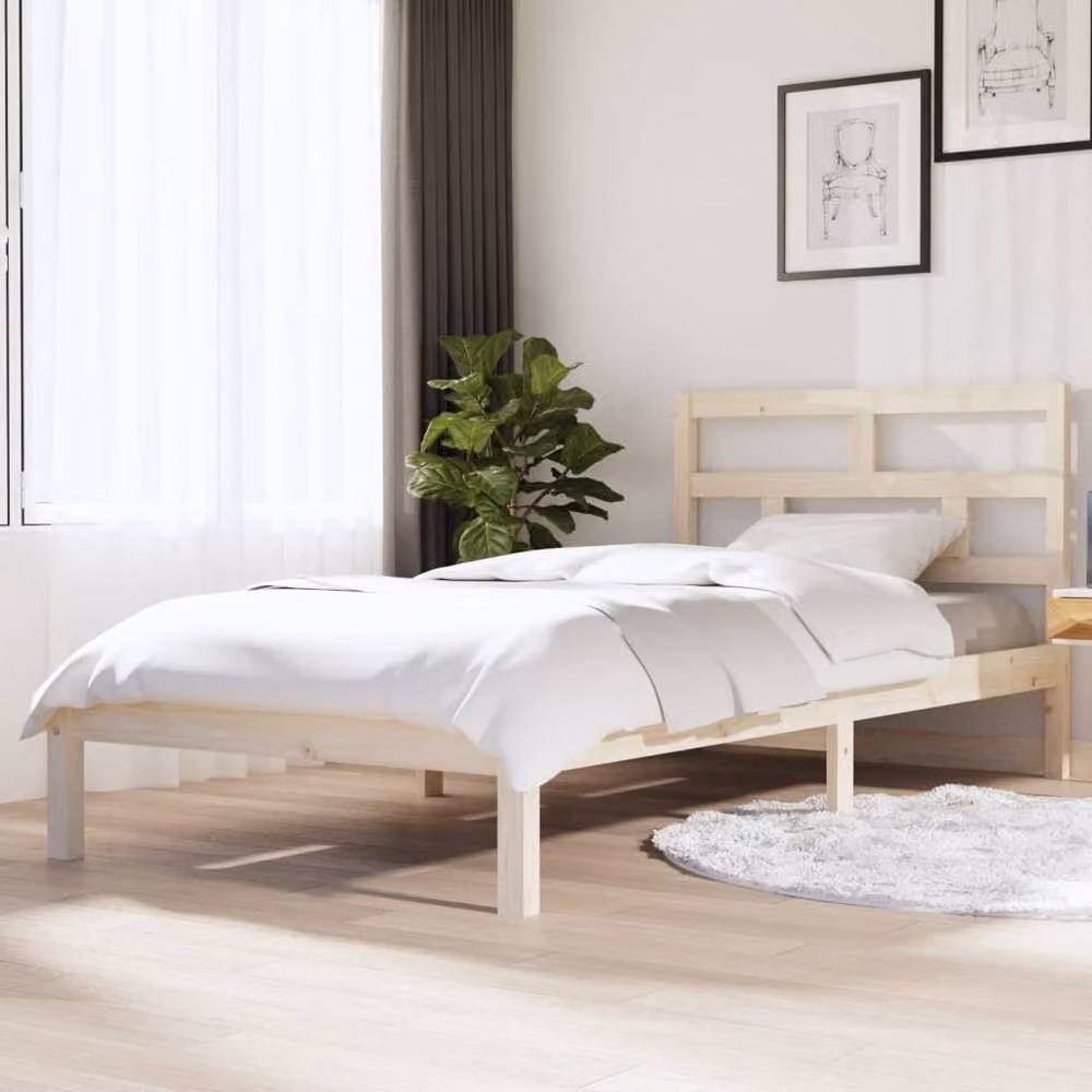 Berkfield Home Beautiful Bed Frame in Solid Pine, Beige, W/D/H: 90 x 200 cm – 2