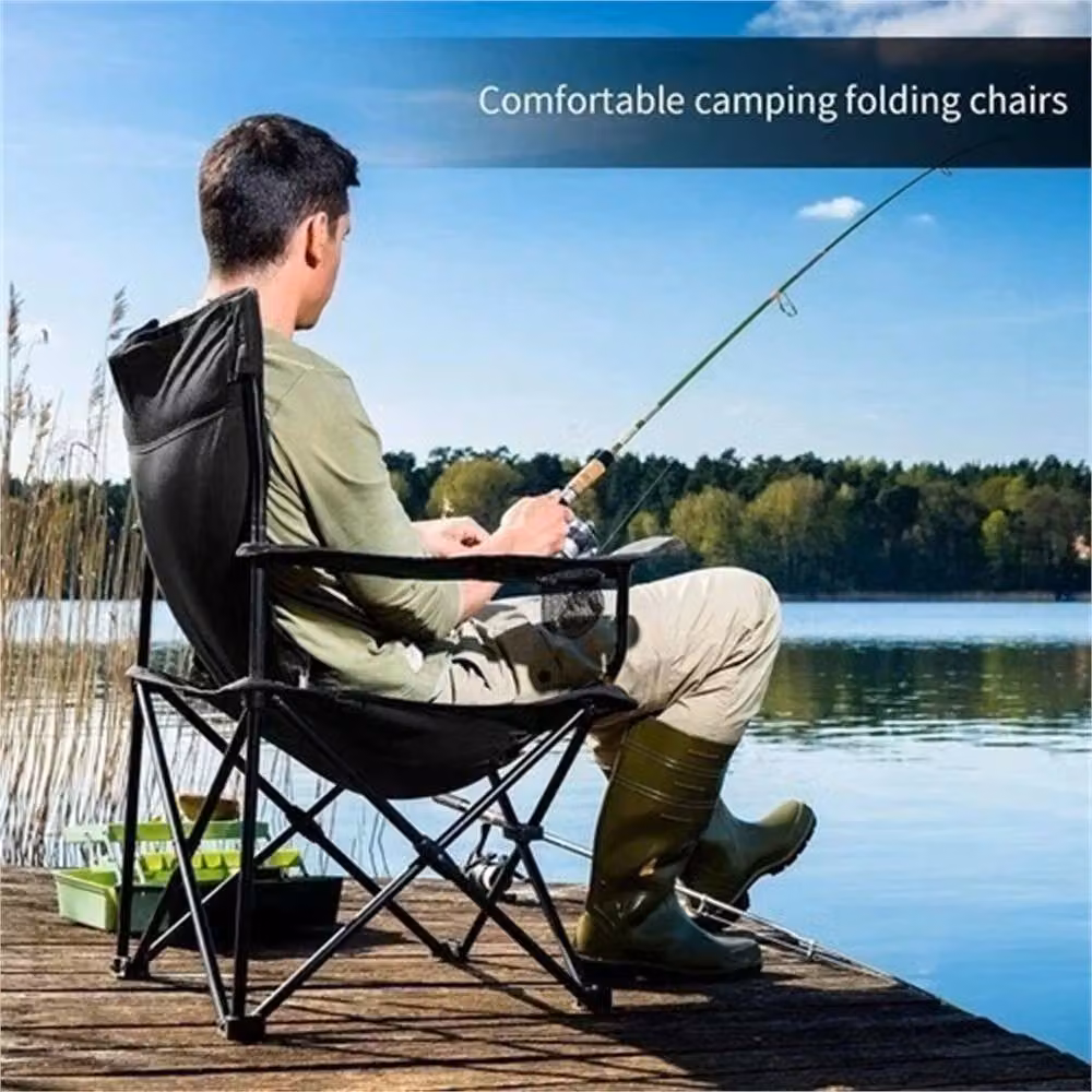 FLAVORA Portable Folding Camping Chair in Black – 3
