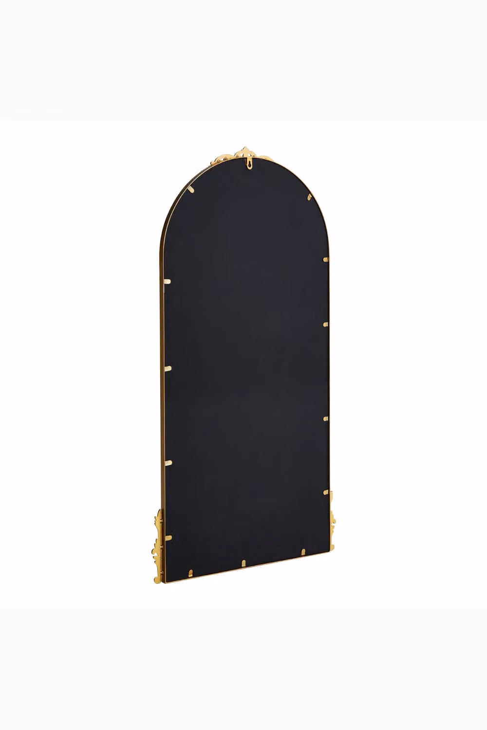 Living and Home Art Deco Gold Floral Carved Metal Frame Arch Wall Mirror, W: 60 cm, H: 120 cm – 3