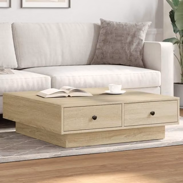 Berkfield Home Sonoma Oak Coffee Table in Brown, W/D/H: 90 x 90 x 28 cm – 1