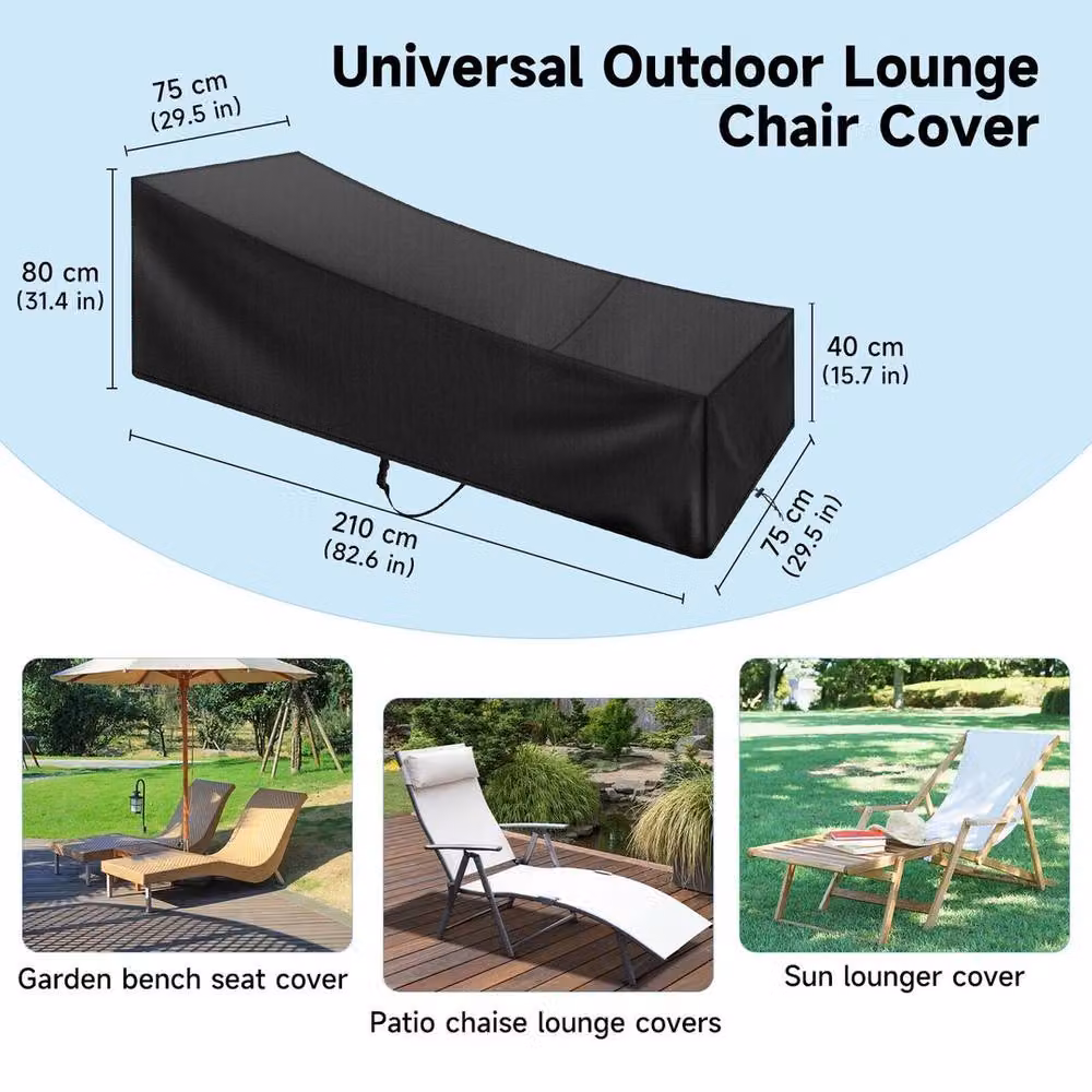 EONLION Black Polyester Sun Lounger Outdoor Garden Furniture Cover, Width: 100 cm – 2